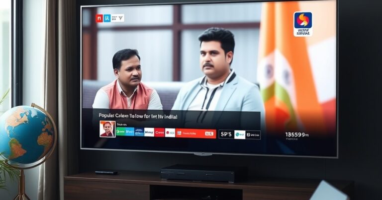Indian TV channel on screen with a globe representing free worldwide streaming