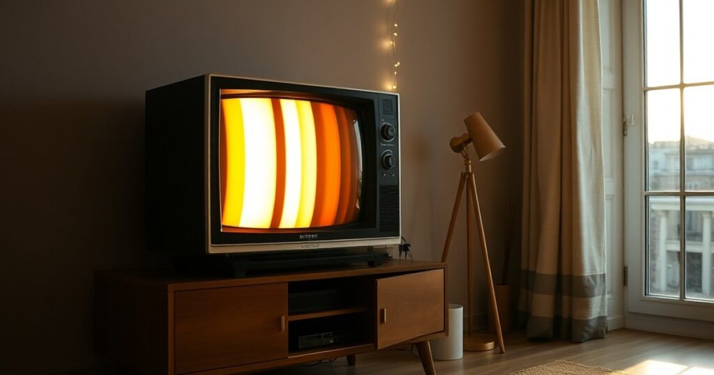 Glowing vintage television in a cosy living room representing streaming Star Plus episodes without sign up