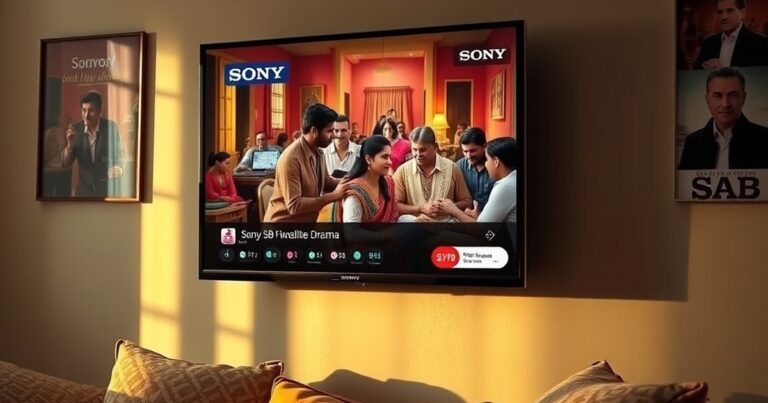 Sony SAB live on a flat-screen TV in a cozy living room setting