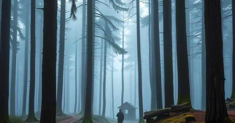 Misty Himalayan pine forest at dawn illustrating the Aranyak web series ending explained