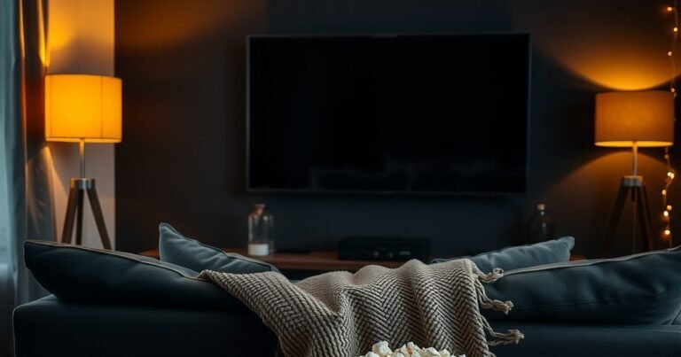 Cozy evening living room with glowing television for streaming the best Hindi web series of all time