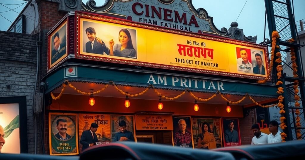 Vintage Punjabi cinema marquee at dusk showcasing best Punjabi movies web series 2026
