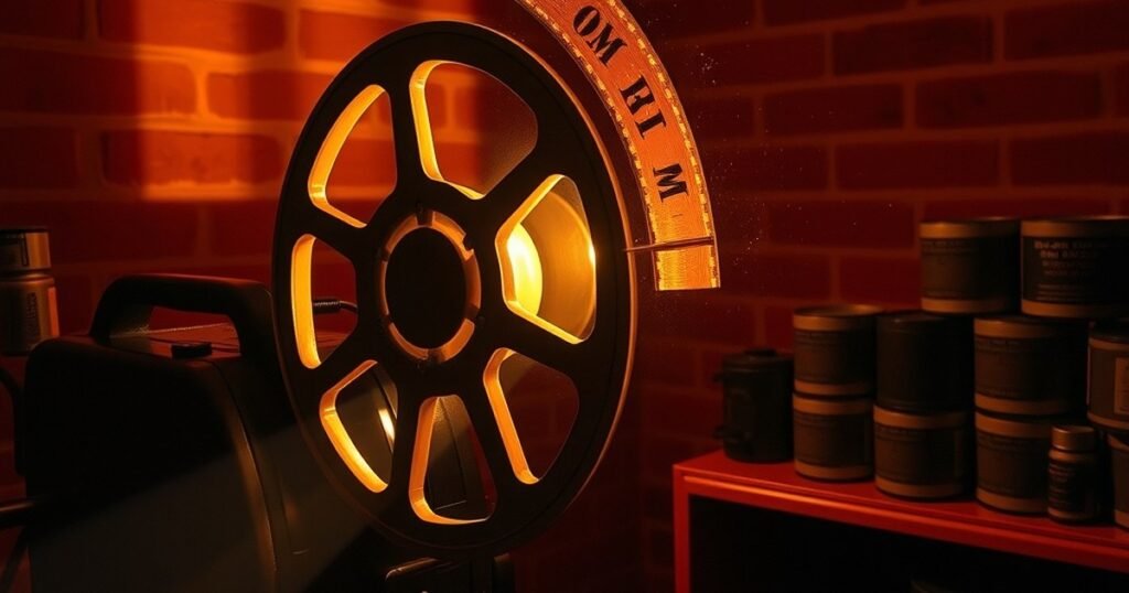 Vintage projector and film reels illustrating Hindi web series based on true events