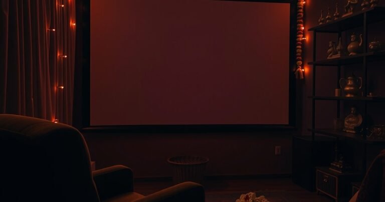 Cosy home cinema nook with chai and popcorn for top Hindi web series with highest IMDb rating